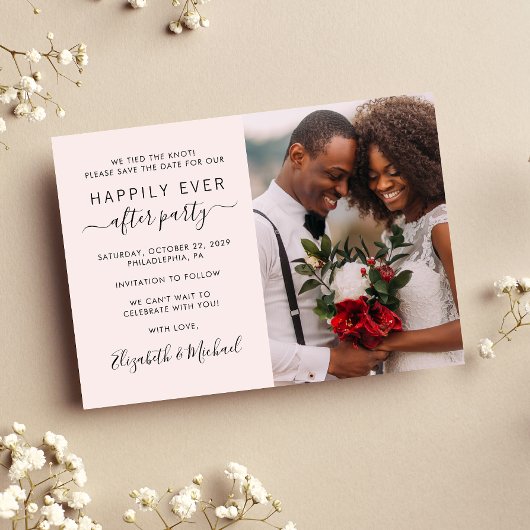 Gelukkig ooit na foto-roze weddenschappen save the date