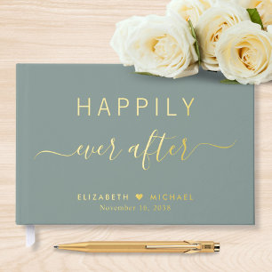 Gelukkig ooit na foto Sage Green Wedding Gastenboek
