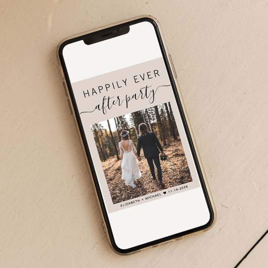 Gelukkig ooit na foto Taupe bruiloft receptie Kaart