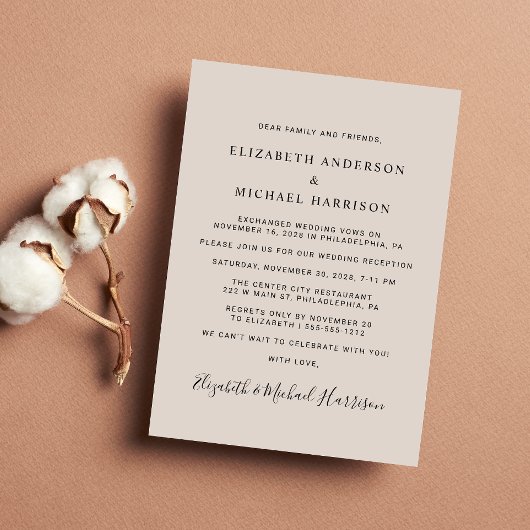 Gelukkig ooit na foto Taupe bruiloft receptie Kaart