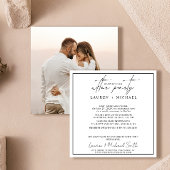 Gelukkig ooit na foto zwart-wit bruiloft aankondiging