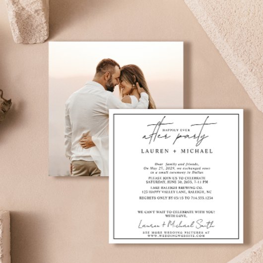 Gelukkig ooit na foto zwart-wit bruiloft aankondiging