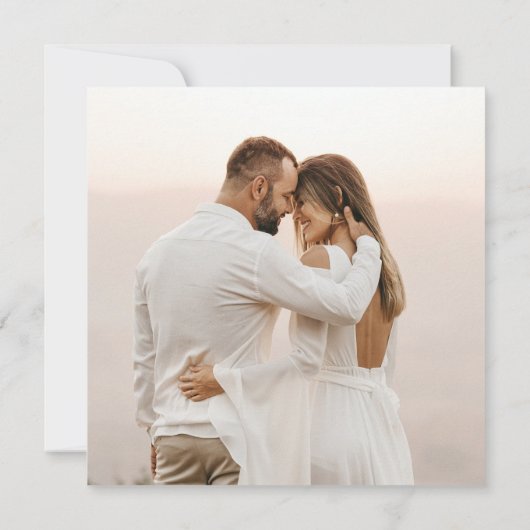 Gelukkig ooit na foto zwart-wit bruiloft aankondiging (Achterkant)