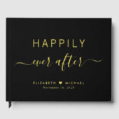 Gelukkig ooit na foto zwarte bruiloft gastenboek (Voorkant)