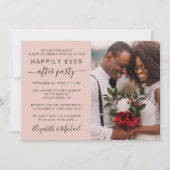 Gelukkig ooit na foto's blush Wedding Reception Kaart (Voorkant)