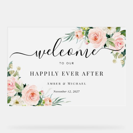 Gelukkig ooit na Frosted Wedding Acryl teken Acryl Bord (Voorkant)