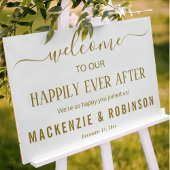 Gelukkig ooit na: Gold Frosted Wedding Welkom Acryl Bord