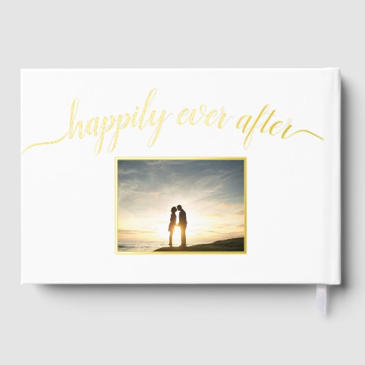 Gelukkig ooit na Gold Script Photo Wedding Gastenboek (Achterkant)