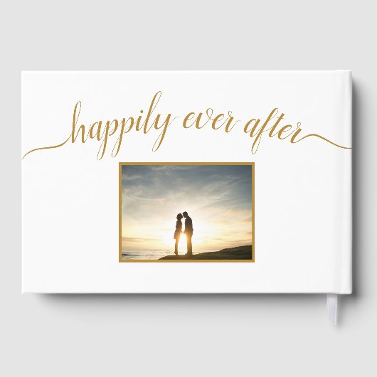Gelukkig ooit na Gold Script Photo Wedding Gastenboek (Achterkant)