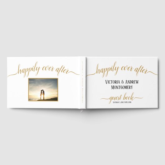 Gelukkig ooit na Gold Script Photo Wedding Gastenboek (Volledig)