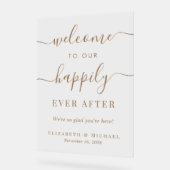 Gelukkig ooit na gouden bruiloft welkom acryl bord (Hoek)