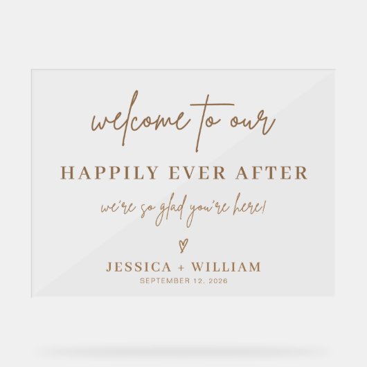 Gelukkig ooit na gouden bruiloft welkom acryl bord (Voorkant)