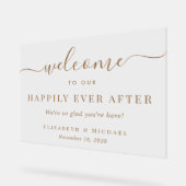 Gelukkig ooit na gouden bruiloft welkom acryl bord (Hoek)