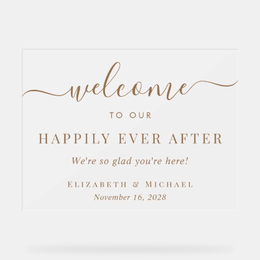 Gelukkig ooit na gouden bruiloft Welkom Frosted Acryl Bord (Voorkant)