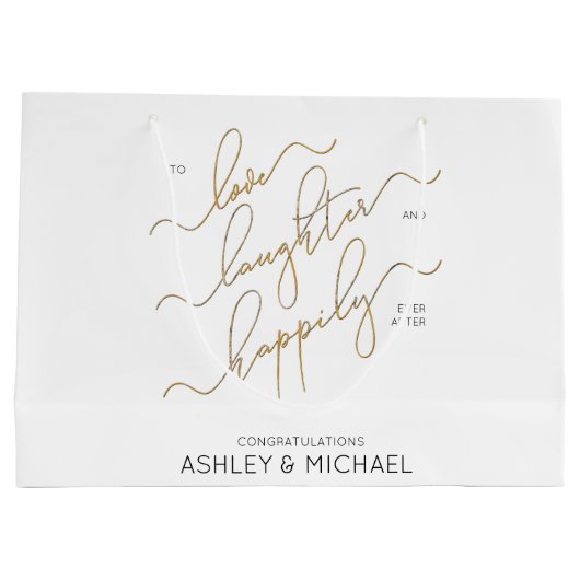 Gelukkig ooit na gouden kalligrafie scriptnaam groot cadeauzakje (Achterkant)