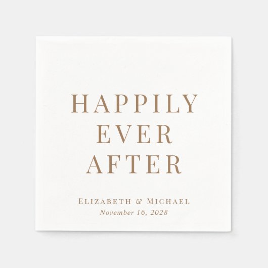 Gelukkig ooit na gouden typografie bruiloft servet (Voorkant)