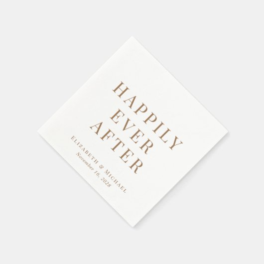 Gelukkig ooit na gouden typografie bruiloft servet (Hoek)