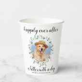 Gelukkig ooit na Greenery Pet Photo Dog Wedding Papieren Bekers (Achterkant)