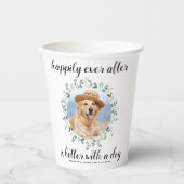 Gelukkig ooit na Greenery Pet Photo Dog Wedding Papieren Bekers (Voorkant)