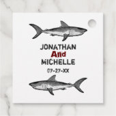 Gelukkig ooit na haaienbruiloft bedankjes labels (Achterkant)