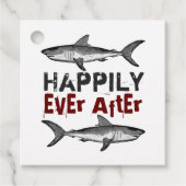 Gelukkig ooit na haaienbruiloft bedankjes labels (Voorkant)
