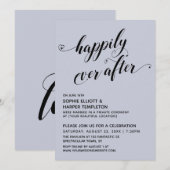 Gelukkig ooit na harten stoffige blauwe receptie kaart (Voorkant / Achterkant)