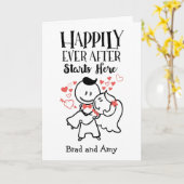 Gelukkig ooit na het begin hier met een bruiloft v kaart (Gele Bloem)