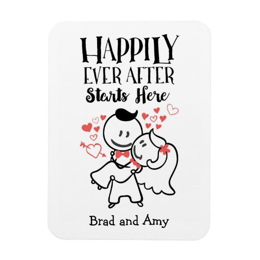 Gelukkig ooit na het begin hier met een bruiloft v magneet (Verticaal)