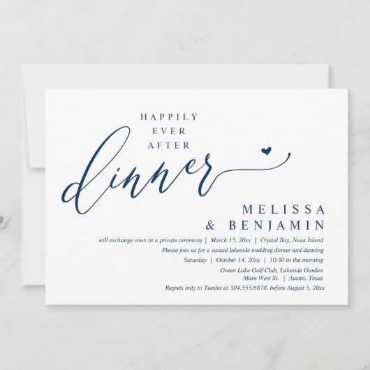 Gelukkig ooit na het diner bruiloft hart kaart (Voorkant)
