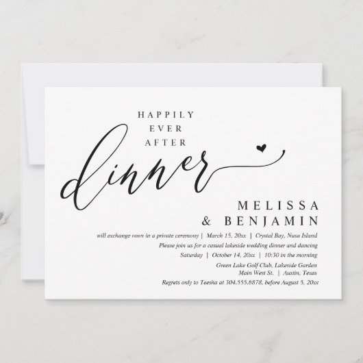 Gelukkig ooit na het diner bruiloft hart kaart (Voorkant)