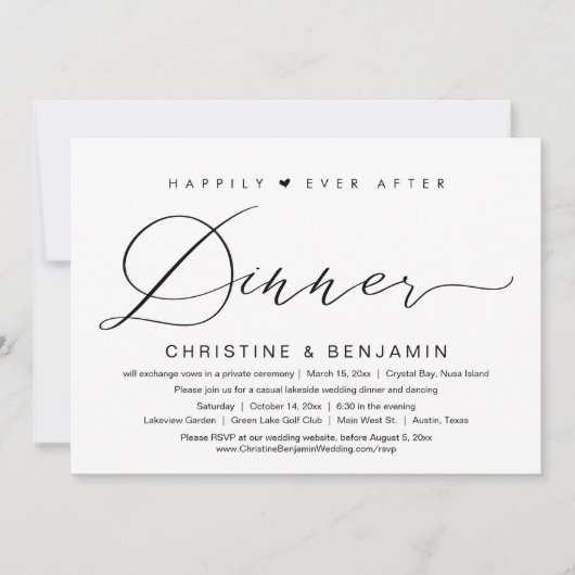 Gelukkig ooit na het diner Elopement, modern scrip Kaart (Voorkant)