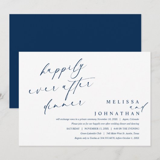 Gelukkig ooit na het diner en dansen kaart (Voorkant / Achterkant)