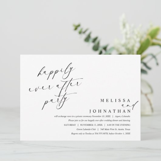 Gelukkig ooit na het diner feest en dansen kaart (Staand voorkant)