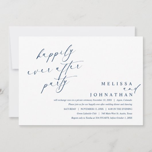 Gelukkig ooit na het diner feest en dansen kaart (Voorkant)