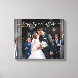 Gelukkig ooit na het Elegant Foto Wedding Canvas Afdruk