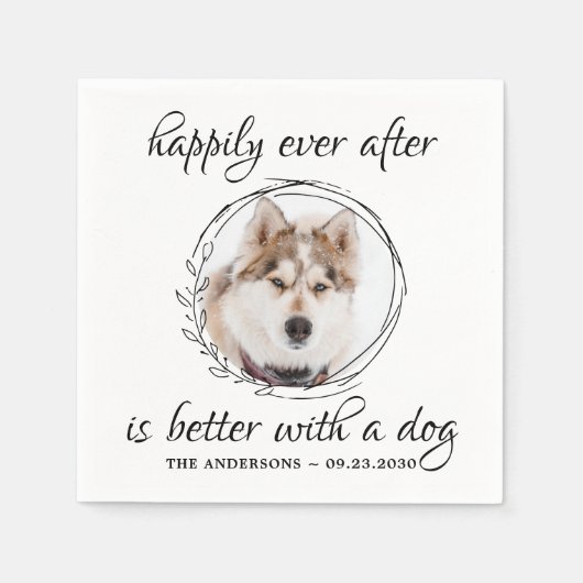 Gelukkig ooit na het Elegant Pet Photo Dog Wedding Servet (Voorkant)