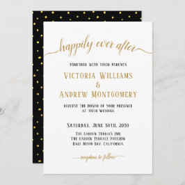 Gelukkig ooit na het elegante Gold Script Wedding Kaart