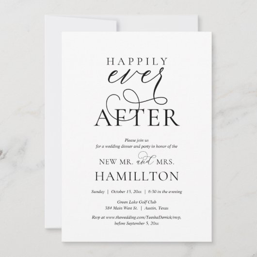 Gelukkig ooit na het eten van het posthuwelijk en kaart (Voorkant)