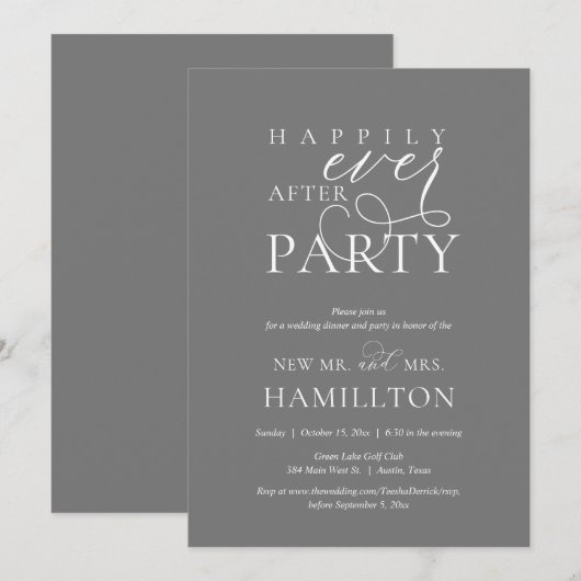 Gelukkig ooit na het eten van het posthuwelijk en  kaart (Voorkant / Achterkant)