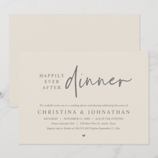 Gelukkig ooit na het feest bruiloft diner dansen kaart (Voorkant / Achterkant)