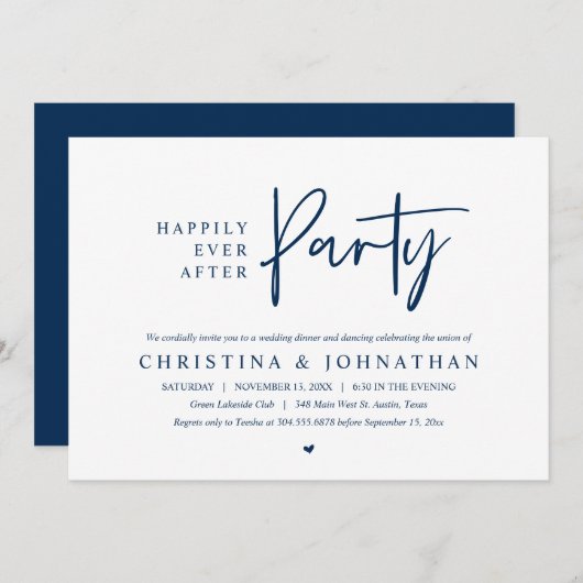 Gelukkig ooit na het feest bruiloft diner dansen kaart (Voorkant / Achterkant)