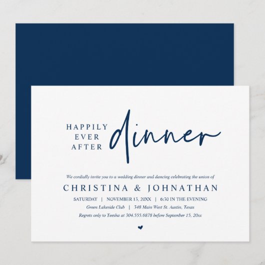 Gelukkig ooit na het feest bruiloft diner dansen kaart (Voorkant / Achterkant)