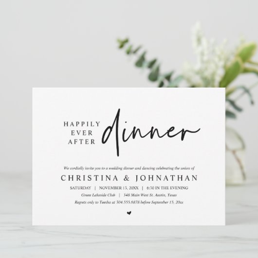 Gelukkig ooit na het feest bruiloft diner dansen kaart (Staand voorkant)