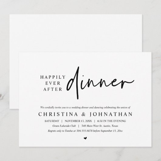 Gelukkig ooit na het feest bruiloft diner dansen kaart (Voorkant / Achterkant)