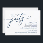 Gelukkig ooit na het feest bruiloft receptie diner kaart<br><div class="desc">Markeer het begin van je leven voor altijd met elegantie met behulp van onze hedendaagse romantische marineblauwe thema bruiloft elopement viering uitnodiging kaart, "Happy Ever After Party". Perfect voor koppels die hun vreugdevolle gelegenheid uitbreiden, deze uitnodiging straalt sophisticatie uit met een vleugje speelsheid, en vormt het podium voor een gedenkwaardige...</div>
