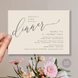 Gelukkig ooit na het feest bruiloft receptie diner kaart<br><div class="desc">Markeer het begin van je leven voor altijd met elegantie met behulp van onze moderne hedendaagse stijlvolle grijze crème thema bruiloft elopement viering uitnodigingskaart, "Happily Ever After Party". Perfect voor koppels die hun vreugdevolle gelegenheid uitbreiden, deze uitnodiging straalt sophisticatie uit met een vleugje speelsheid, en vormt het podium voor een...</div>