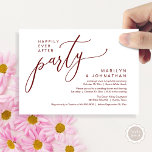 Gelukkig ooit na het feest bruiloft receptie diner kaart<br><div class="desc">Markeer het begin van uw eeuwigheid met elegantie met behulp van onze hedendaagse stijlvolle bordeauxwijn rode thema bruiloft elopement viering uitnodiging kaart, "Happy Ever After Party". Perfect voor koppels die hun vreugdevolle gelegenheid uitbreiden, deze uitnodiging straalt sophisticatie uit met een vleugje speelsheid, en vormt het podium voor een gedenkwaardige gebeurtenis....</div>