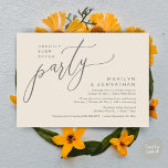 Gelukkig ooit na het feest bruiloft receptie diner kaart<br><div class="desc">Markeer het begin van je leven voor altijd met elegantie met behulp van onze moderne hedendaagse stijlvolle grijze crème thema bruiloft elopement viering uitnodigingskaart, "Happily Ever After Party". Perfect voor koppels die hun vreugdevolle gelegenheid uitbreiden, deze uitnodiging straalt sophisticatie uit met een vleugje speelsheid, en vormt het podium voor een...</div>