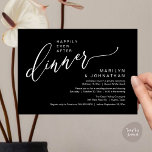 Gelukkig ooit na het feest bruiloft receptie diner kaart<br><div class="desc">Markeer het begin van je leven voor altijd met elegantie met behulp van onze moderne hedendaagse stijlvolle zwart-wit thema bruiloft elopement viering uitnodiging kaart, "Happy Ever After Party". Perfect voor koppels die hun vreugdevolle gelegenheid uitbreiden, deze uitnodiging straalt sophisticatie uit met een vleugje speelsheid, en vormt het podium voor een...</div>