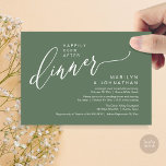 Gelukkig ooit na het feest bruiloft receptie diner kaart<br><div class="desc">Markeer het begin van je leven voor altijd met elegantie met behulp van onze moderne hedendaagse rustieke groen wijze groene thema bruiloft elopement viering uitnodigingskaart, "Happy Ever After Party". Perfect voor koppels die hun vreugdevolle gelegenheid uitbreiden, deze uitnodiging straalt sophisticatie uit met een vleugje speelsheid, en vormt het podium voor...</div>